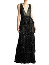 BASIX BLACK LABEL SEQUIN TIERED GOWN,0400012422708
