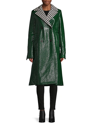 Marni Houndstooth Lapel Coat In Emerald