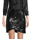 ALICE AND OLIVIA FIDELA FAUX WRAP SEQUIN SKIRT,0400011599319