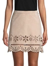 RED VALENTINO LASER-CUT SUEDE MINI SKIRT,0400011904645