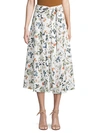 SAKS FIFTH AVENUE BOTANICAL-PRINT LINEN KNEE-LENGTH SKIRT,0400011267077