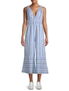 RED CARTER KELLY STRIPED CHAMBRAY JUMPSUIT,0400098794942