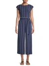 KARL LAGERFELD STRIPED CAP-SLEEVE JUMPSUIT,0400010519660