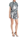 CAROLINA RITZLER SHORT SLEEVE SEQUIN ROMPER,0400012096109