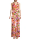 ALICE AND OLIVIA CYRUS FLORAL HALTER JUMPSUIT,0400012422005