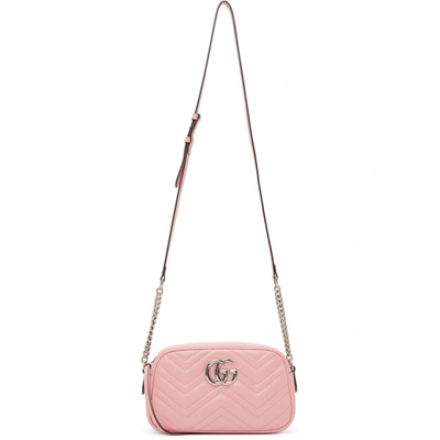 Gucci Small Gg 2.0 Matelasse Leather Camera Bag In 5815 Pink