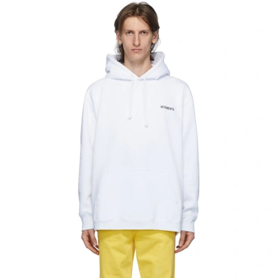 Vetements Logo-print Cotton-blend Hooded Sweatshirt In White
