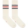 GUCCI GUCCI OFF-WHITE STRIPED LOGO SOCKS