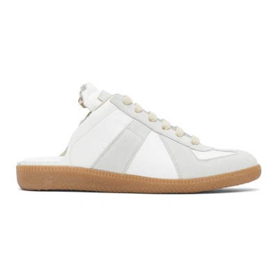 Maison Margiela Replica Leather And Suede Slip-on Sneakers In White