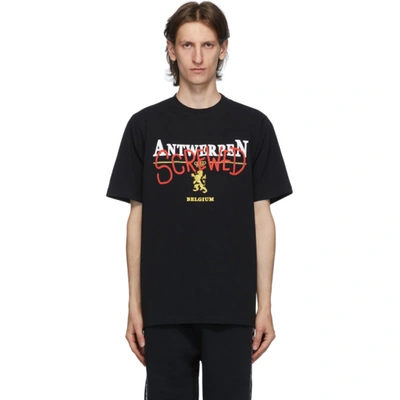 Vetements Antwerpen Screwed-print Cotton-jersey T-shirt In Black