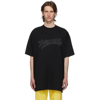 Vetements Hip-hop Logo Embroidery Cotton T-shirt In Black