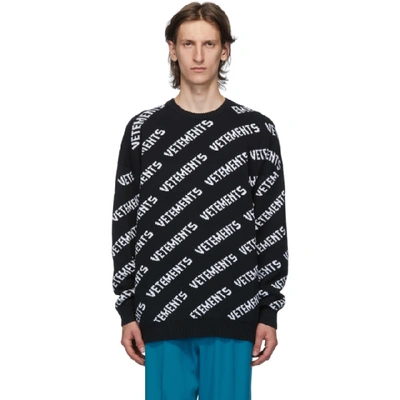 Vetements Logo Cotton And Cashmere Sweater In Black