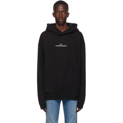 Maison Margiela Upside Down Logo Hooded Sweatshirt In Black