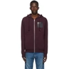 MAISON MARGIELA BURGUNDY 'STEREOTYPE' ZIP-UP HOODIE