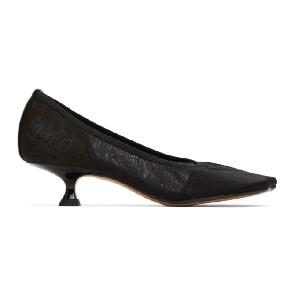 black mesh court shoes