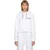 Balmain Cropped Flocked Organic Cotton-jersey Hoodie In White Black