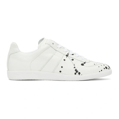 Maison Margiela Replica Paint-drop Grained-leather Trainers In White