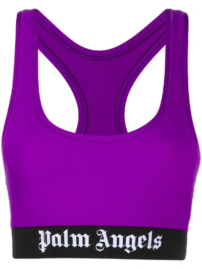 Palm Angels Logo Stretch Bikini Top In Purple