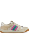 Gucci Screener Suede And Canvas-trimmed Printed Leather Sneakers In Beige