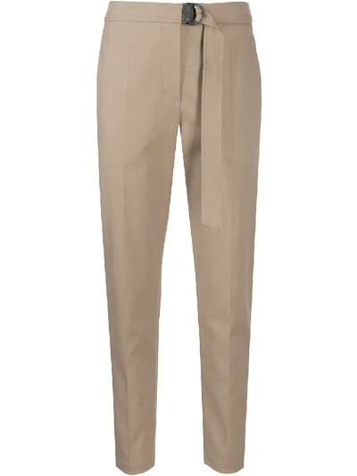 Brunello Cucinelli Straight-leg Belted Trousers In Brown
