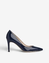 LK BENNETT LK BENNETT WOMEN'S BLU-NAVY FLORET PATENT LEATHER COURTS,R00043899