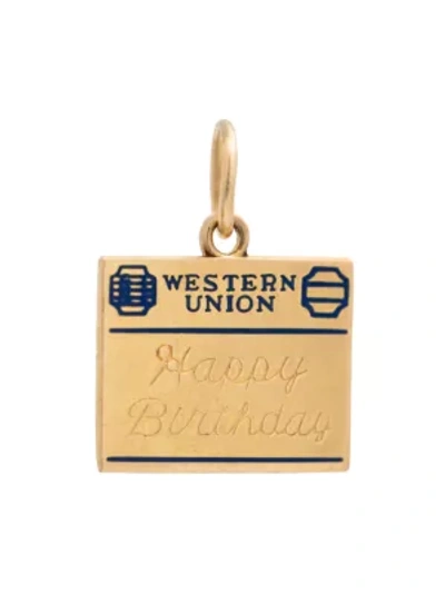 Stephanie Winsdor Vintage 14k Yellow Gold Western Union Birthday Telegram Charm