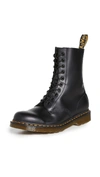 Dr. Martens' 1460 Faux Fur Lined Grizzly Leather Lace Up Boots In Black