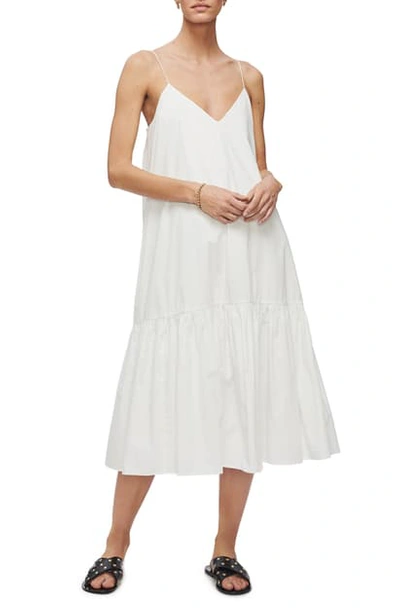 Anine Bing Averie Tiered Cotton-poplin Midi Dress In White