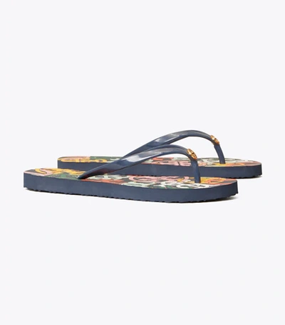 Tory Burch Printed Thin Flip-flop In Perfect Navy/medley Logo