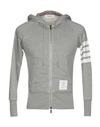 Thom Browne Center-back Stripe Zip-up Hoodie In Grey