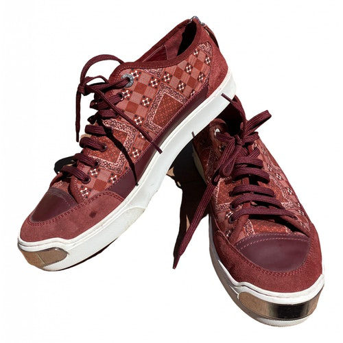 Pre-Owned Louis Vuitton Red Suede Trainers | ModeSens
