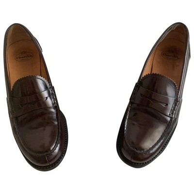 Pre-owned Church's Burgundy Leather Flats