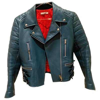 Pre-owned Celine Blue Leather Jacket