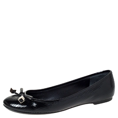 Pre-owned Louis Vuitton Black Epi Leather Debbie Bow Ballet Flats Size 36.5