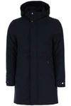 Moorer Navy-blue Down-feather Parka With Classic Hood In Blue