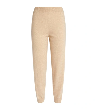 Stella Mccartney Sand Lace-panelled Cashmere-blend Sweatpants In Beige