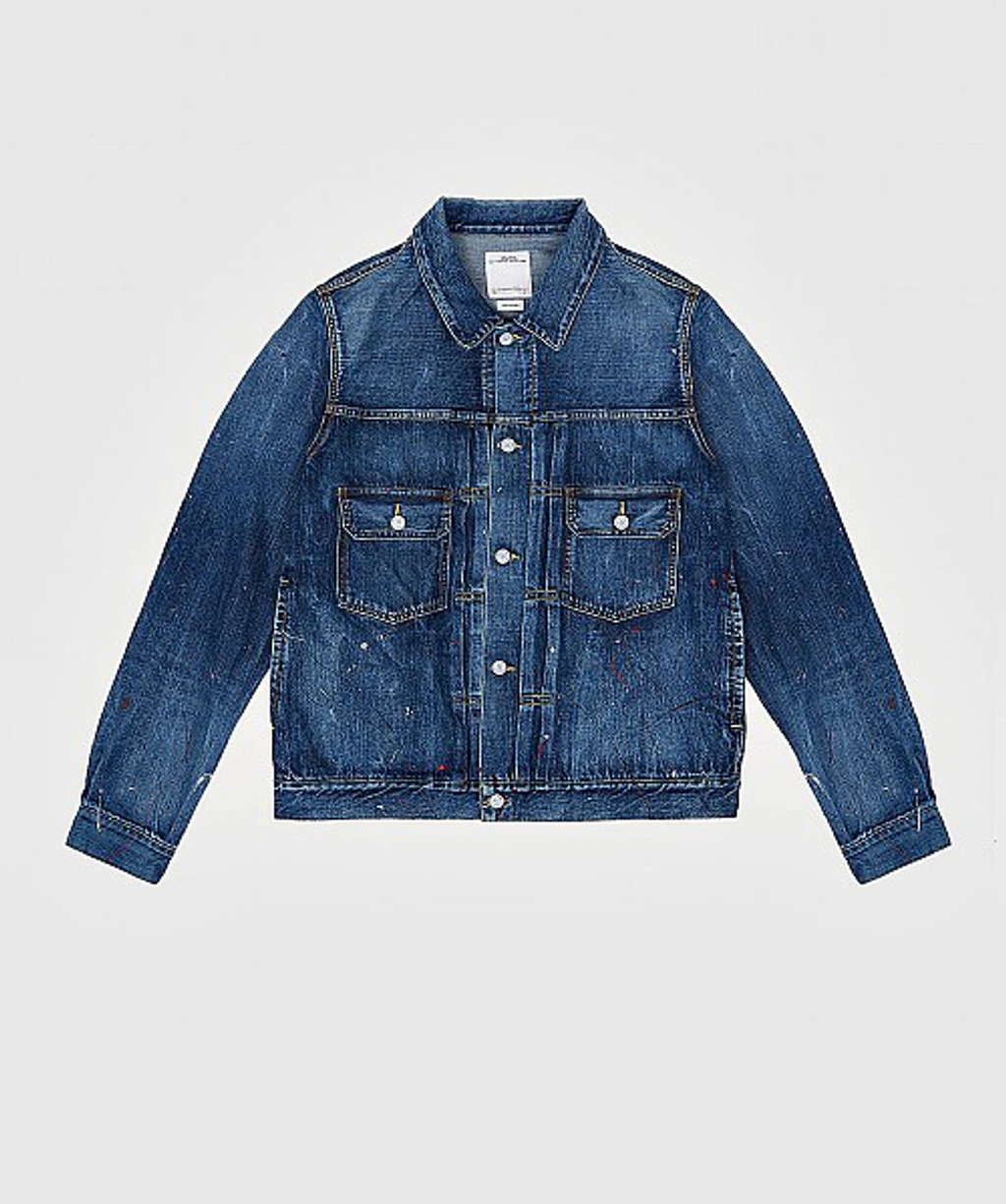 Visvim Social Sculpture 1000 Dry Damaged Denim Jacket In Visvim Social Sculpture 1000 Dry Damaged Denim Jacket In