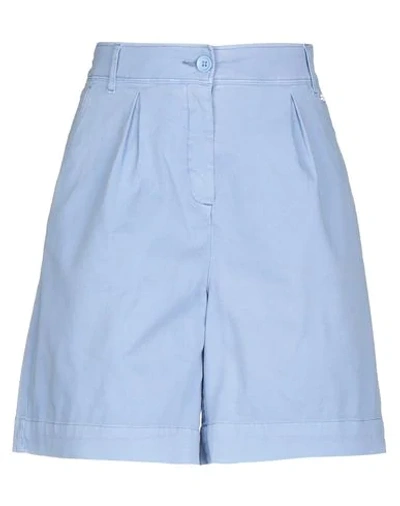 Armani Exchange Woman Shorts & Bermuda Shorts Sky Blue Size 4 Cotton, Elastane
