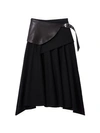 PROENZA SCHOULER Leather Belt Pleated Wool Skirt