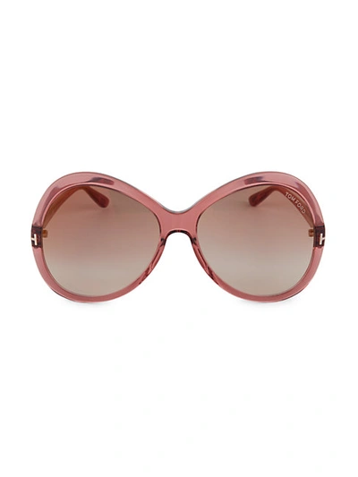 Tom Ford 63mm Round Sunglasses In Blush