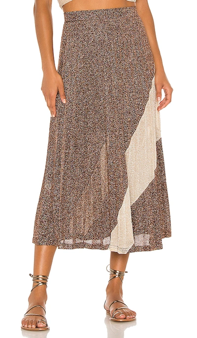 Suboo Tyra Pleat Panelled Skirt In Copper Silver