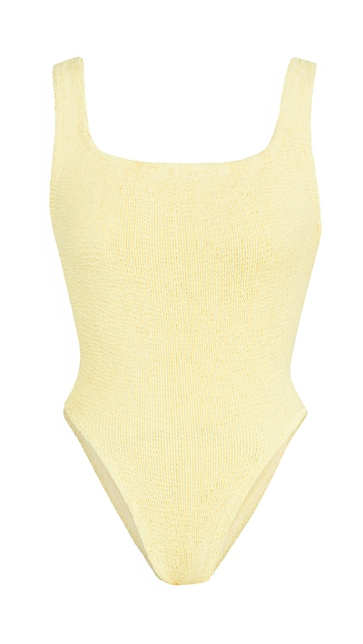 Hunza G + Net Sustain Seersucker Swimsuit In Yellow