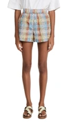 GANNI SEERSUCKER CHECK SHORTS