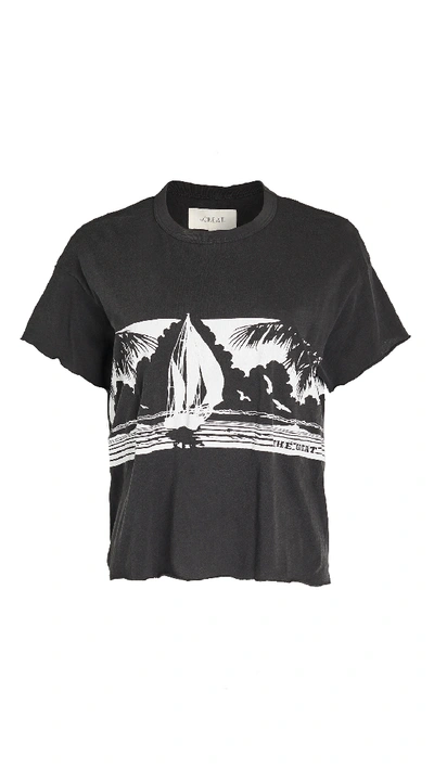 The Great The Crop Tee With Paradise Graphic. In Washed Black