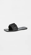 Staud Nina Flat Ruched Slide Sandal In Black