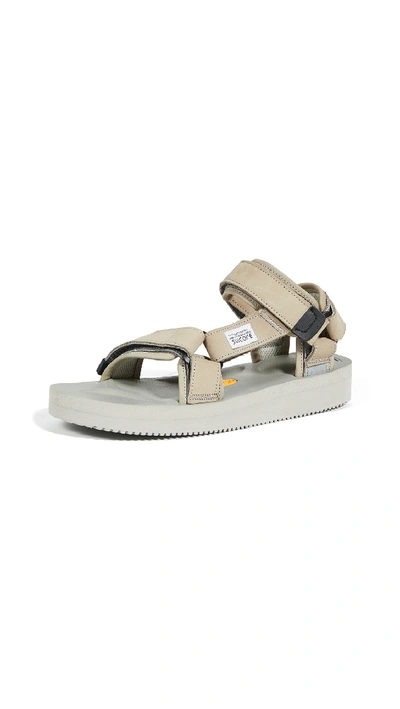 Suicoke Depa-v2nu Velcro-strap Nubuck Sandals In Grey