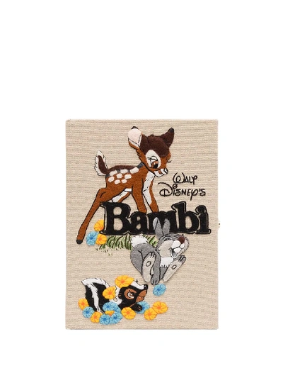 Olympia Le-tan Clutch Mit "bambi"-stickerei In Neutrals