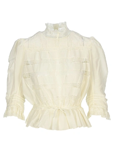 Marc Jacobs Lace Panelled Blouse In Ivory