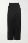 AKRIS CROPPED COTTON AND SILK-BLEND POPLIN WIDE-LEG PANTS