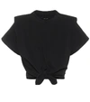 Isabel Marant Zelikia Gathered Cotton Crop Top In Black